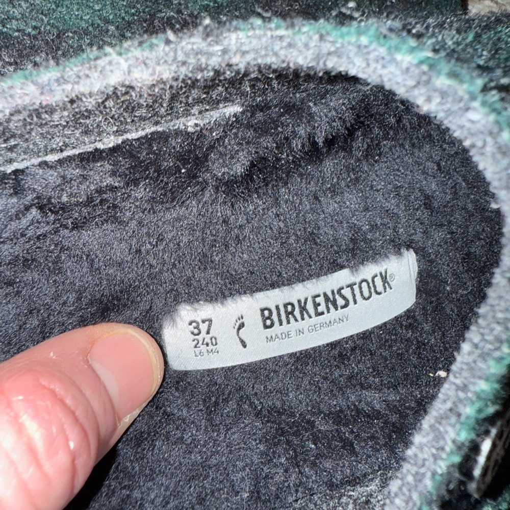 Birkenstock zermatt Plaid Slippers - Green and Black size 37 - Picture 3 of 3